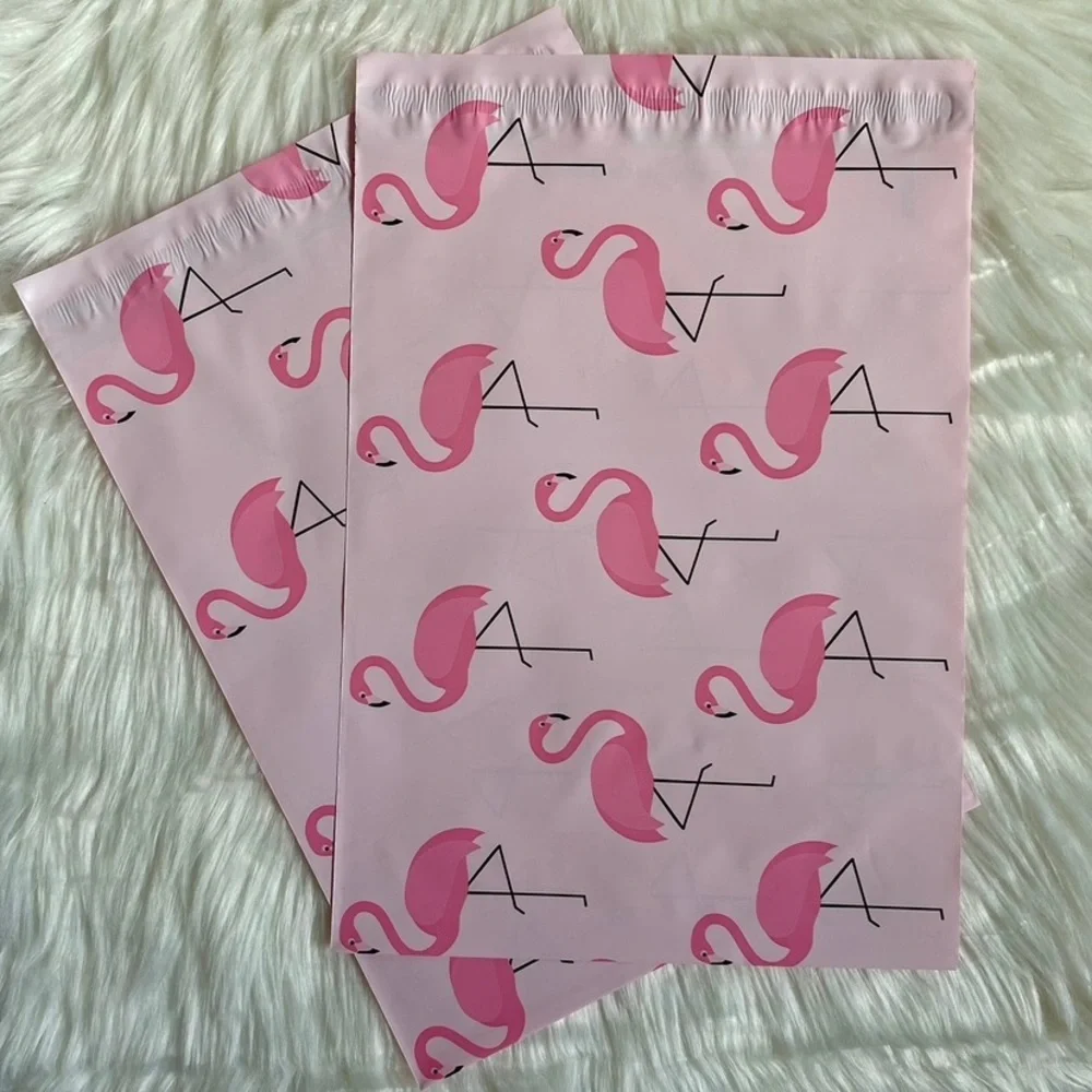 80 10x13 Flamingo Poly Mailers plus 80 2.5” Thank You Stickers